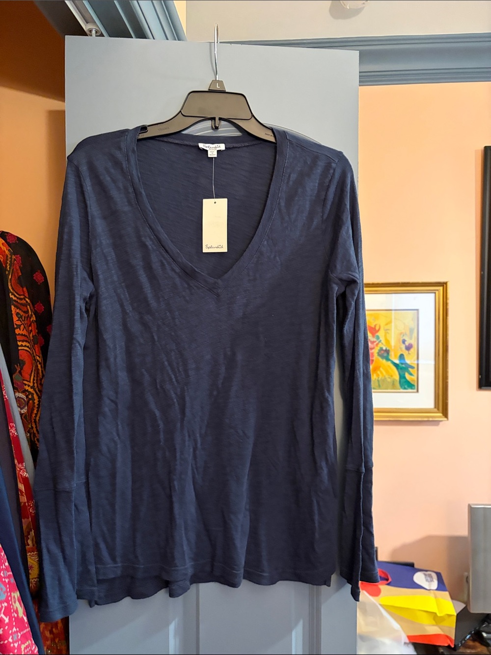 Splendid Navy V-Neck Long Sleeve Tee - Classic Slim Fit